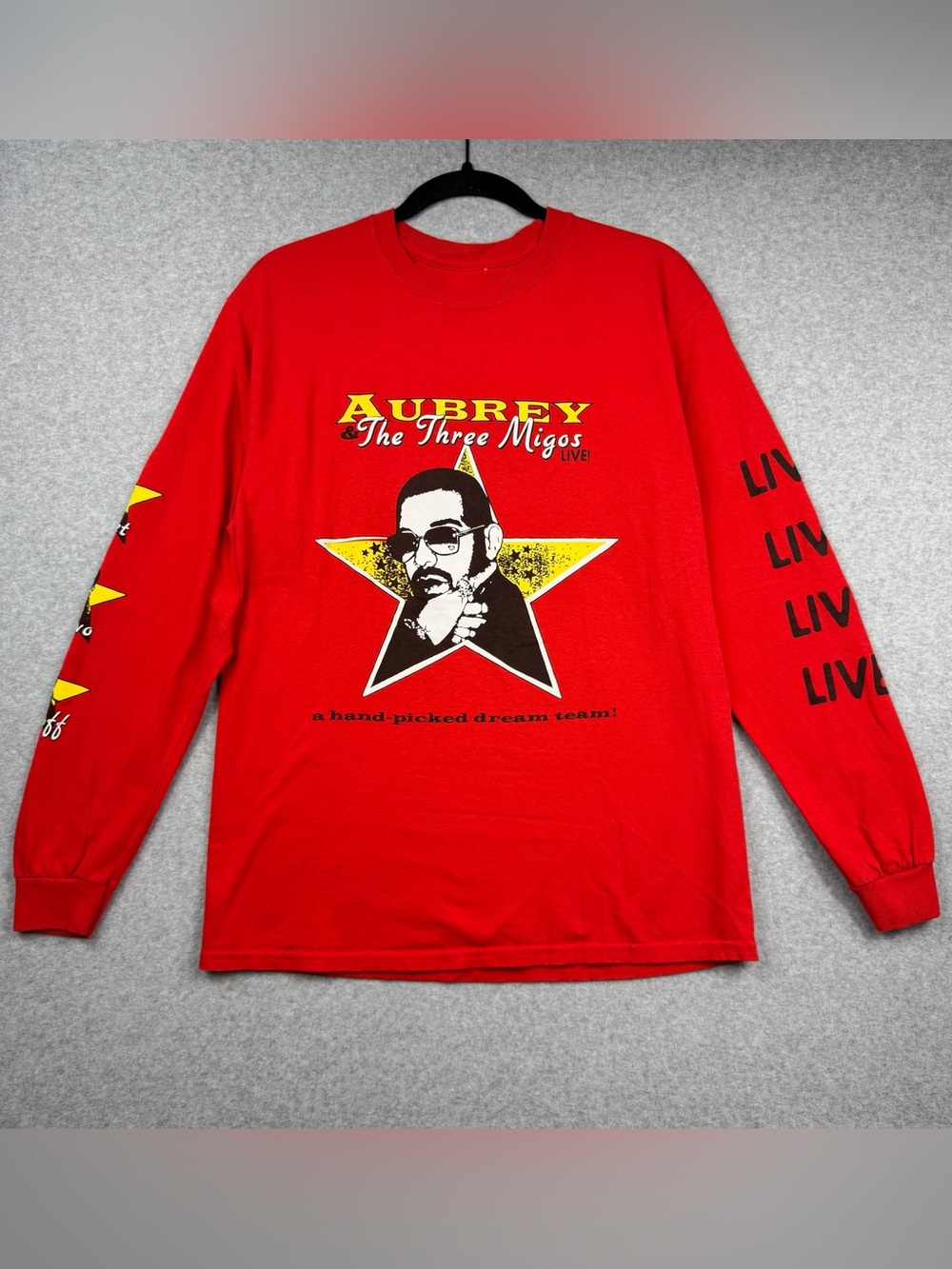 Drake Aubrey & The Three Migos 2018 Scorpion Tour Red Long Sleeve Shirt Size M